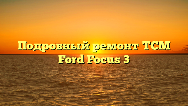Подробный ремонт ТСМ Ford Focus 3
