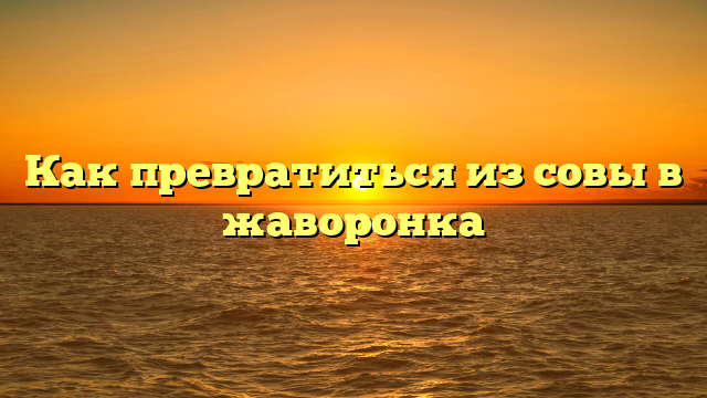 Как превратиться из совы в жаворонка