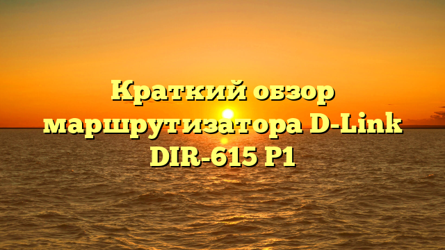Краткий обзор маршрутизатора D-Link DIR-615 P1